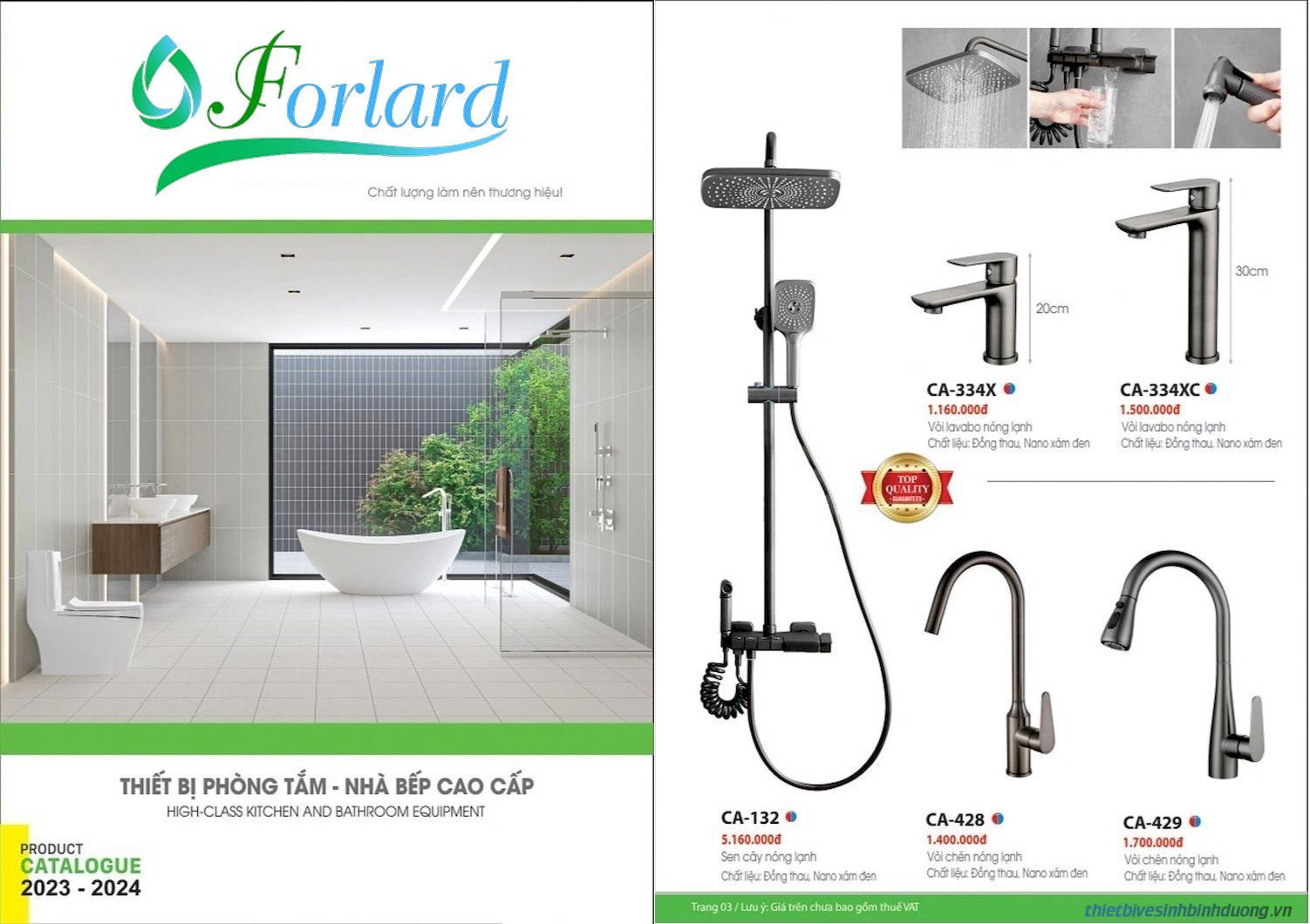 Thiết bị vệ sinh FORLARD Catalogue và Bảng giá mới nhất /Page 1